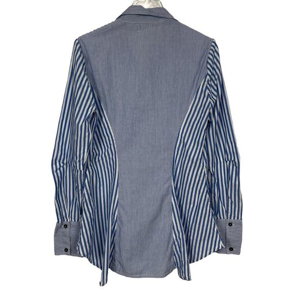 Free People x Brenda Knight Striped Button Front Top Blue White Size Small - Picture 6 of 9
